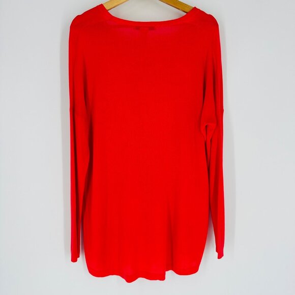 MNG By Mango Red Long Sleeve Round Neck Knit Hi-Low Hem Comfy Sweater Size S - Picture 2 of 5